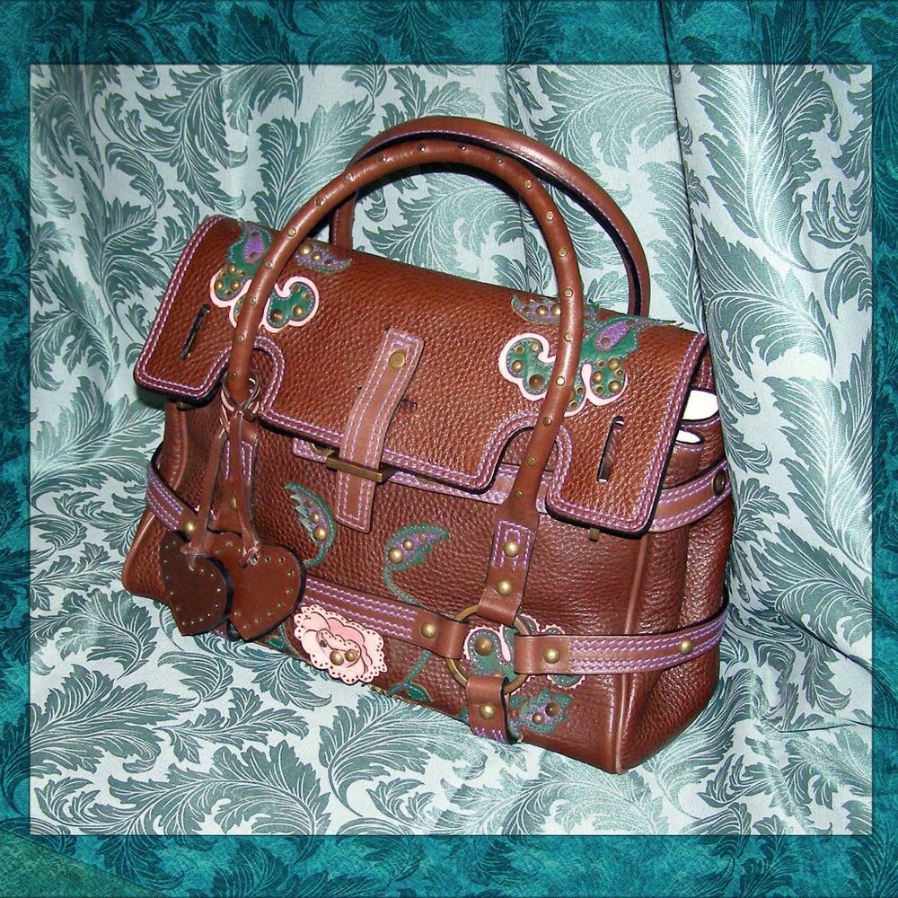 NEW $1200 Luella Bartley Punk Rose Baby Gisele bag with Applique w/FLAW